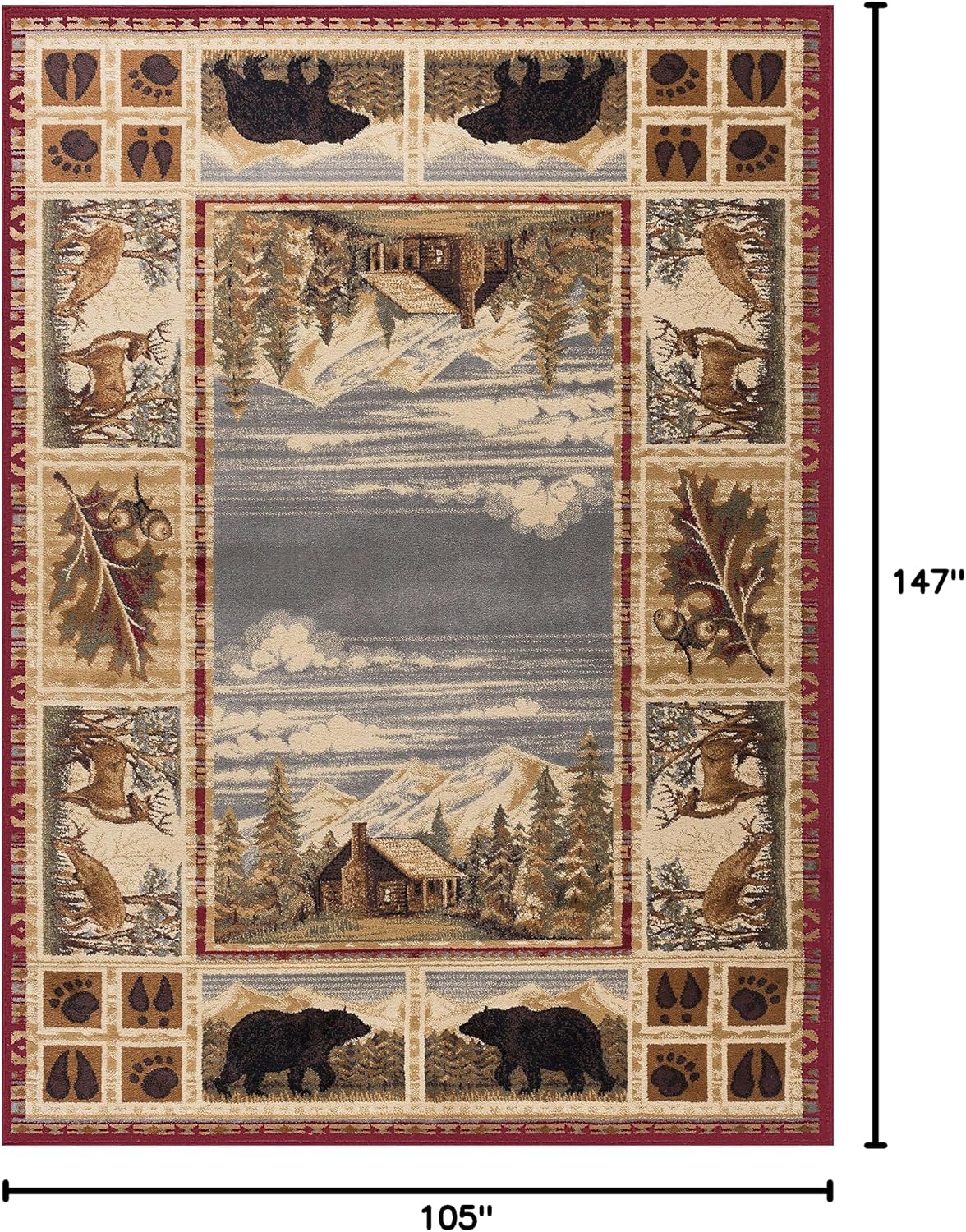 Alfombra roja estilo cabaña 9x12ft para sala dormitorio