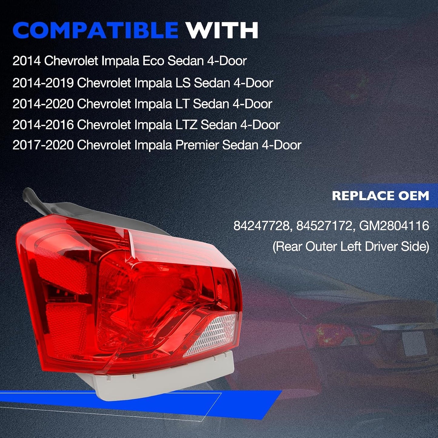 Luz trasera freno Chevy Impala 14-20 izquierda