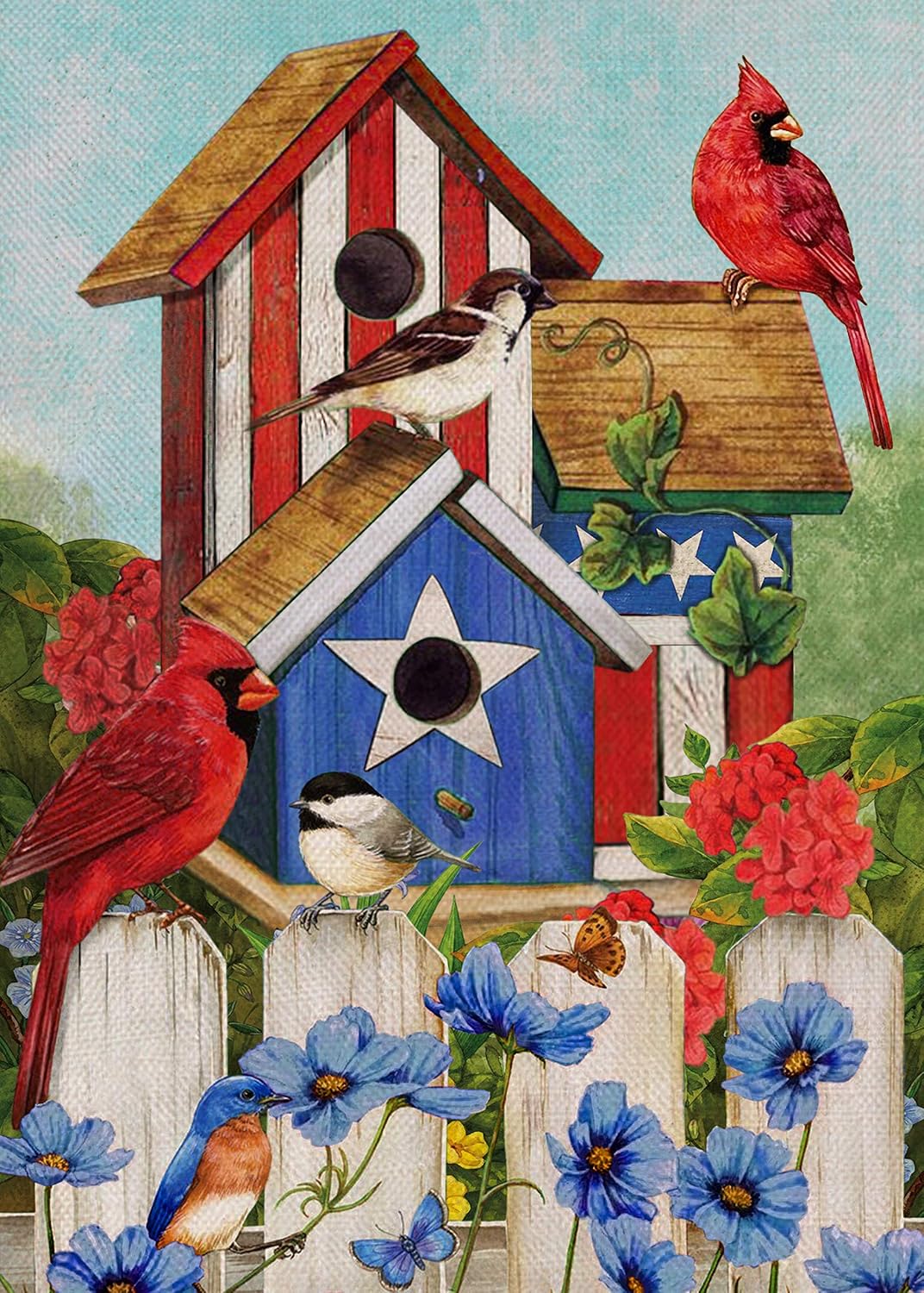 Bandera patriótica jardín cardenales 4 de julio