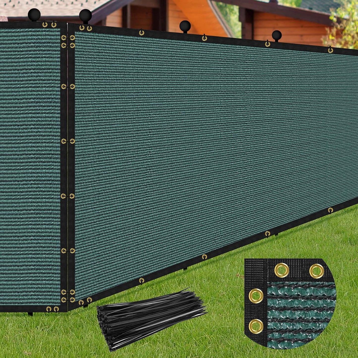 Malla resistente verde 6x50pies 100 correas valla cadena