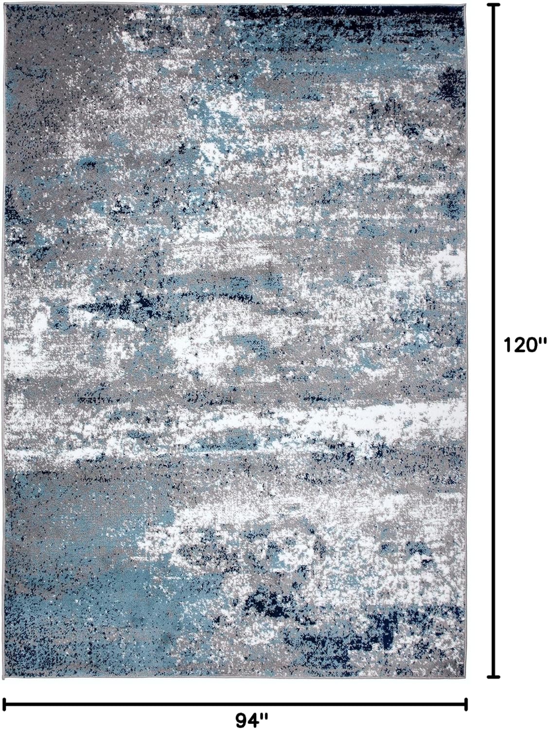 Alfombra abstracta acuarela envejecida 7x10ft azul