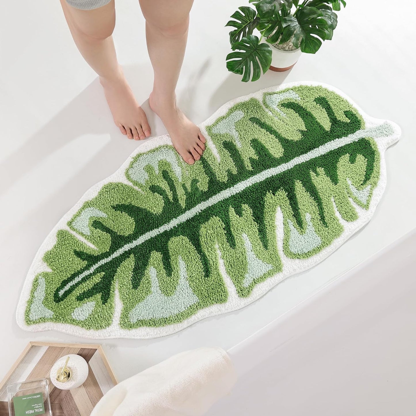 Tapete baño planta palma antiderrap 45x20"