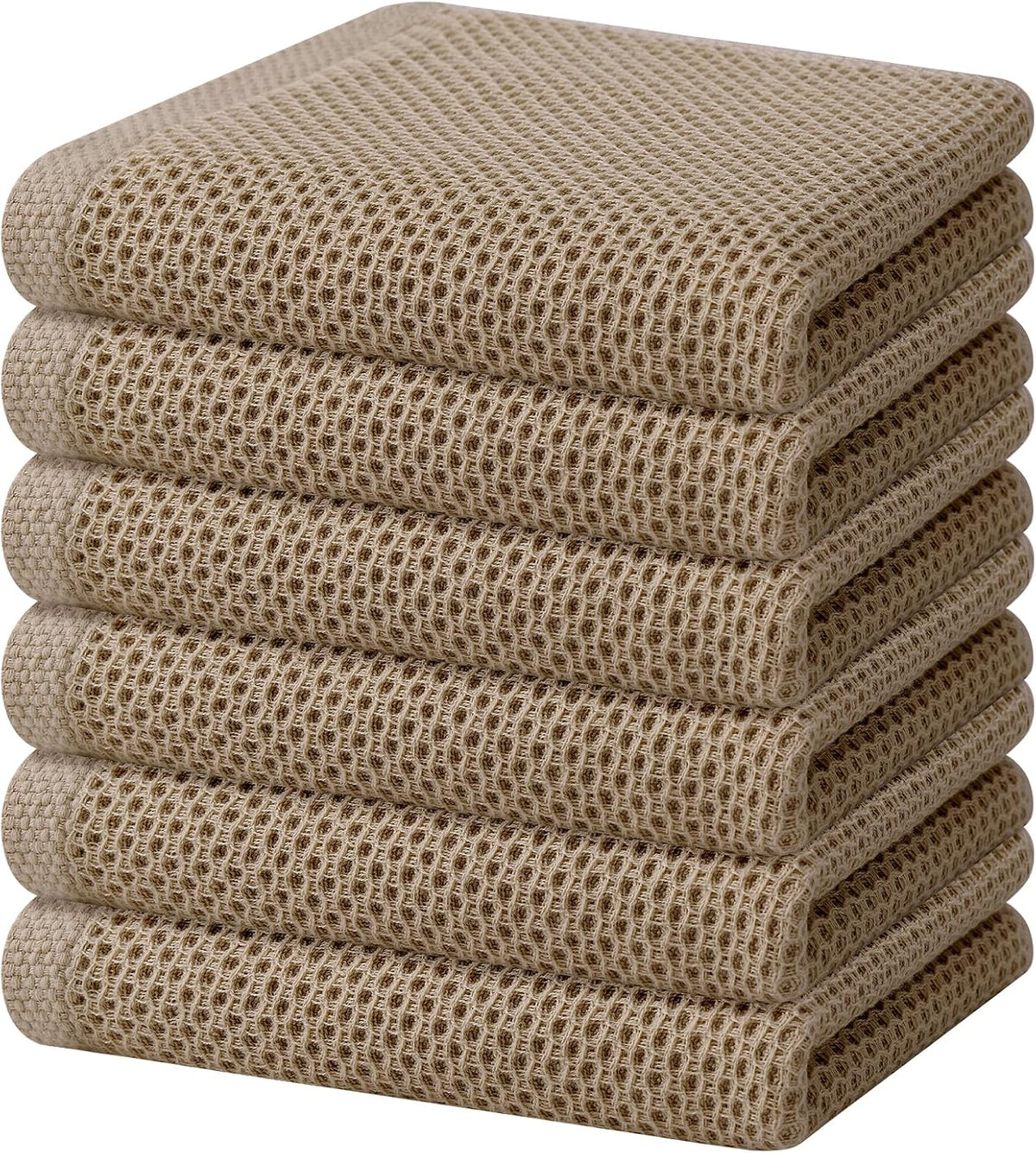 6 Pzas Trapo cocina algodón tejido gofre ultrasuave beige