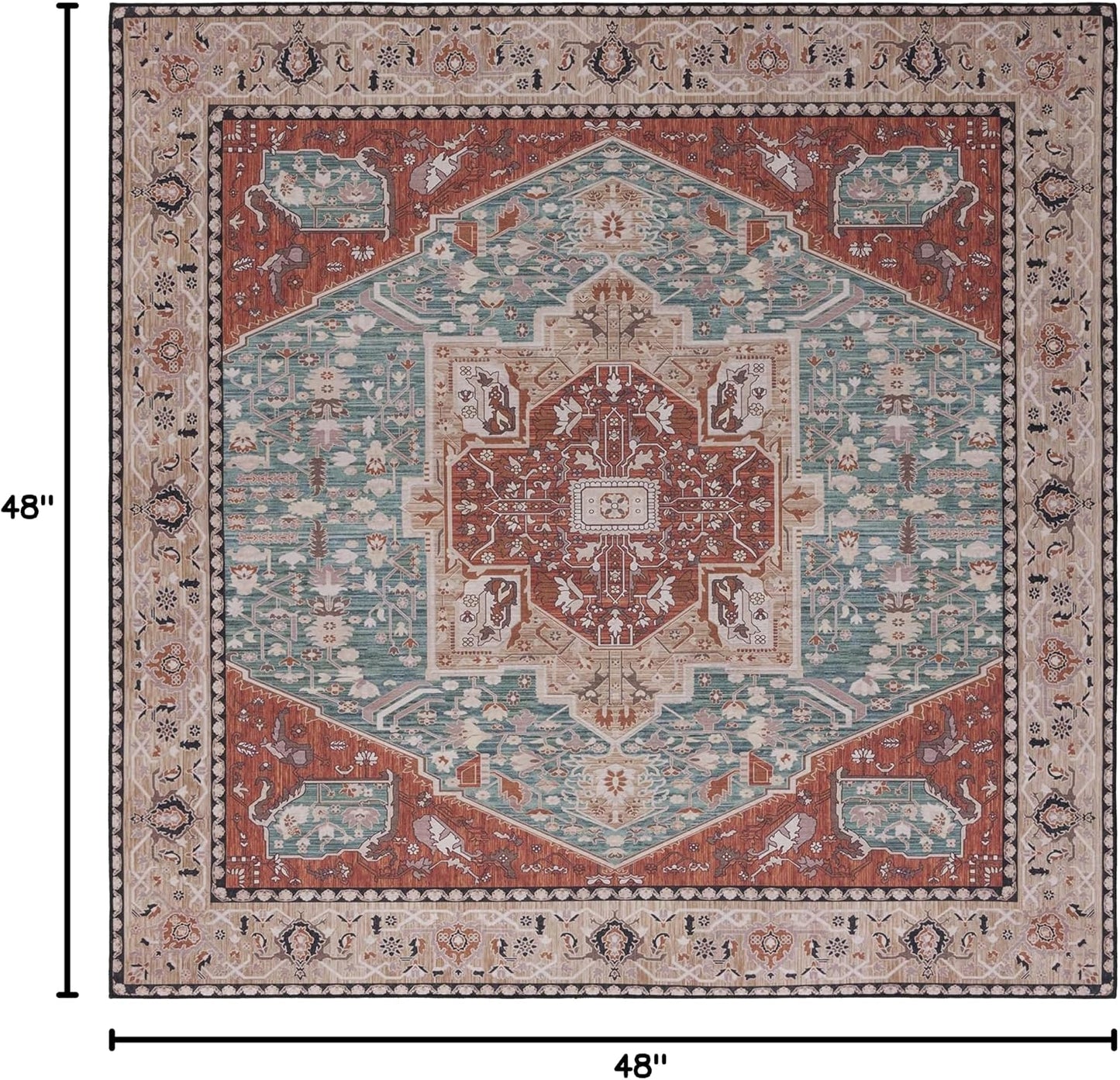 Alfombra lavable Tucson 4ft color aguamarina antiderrap