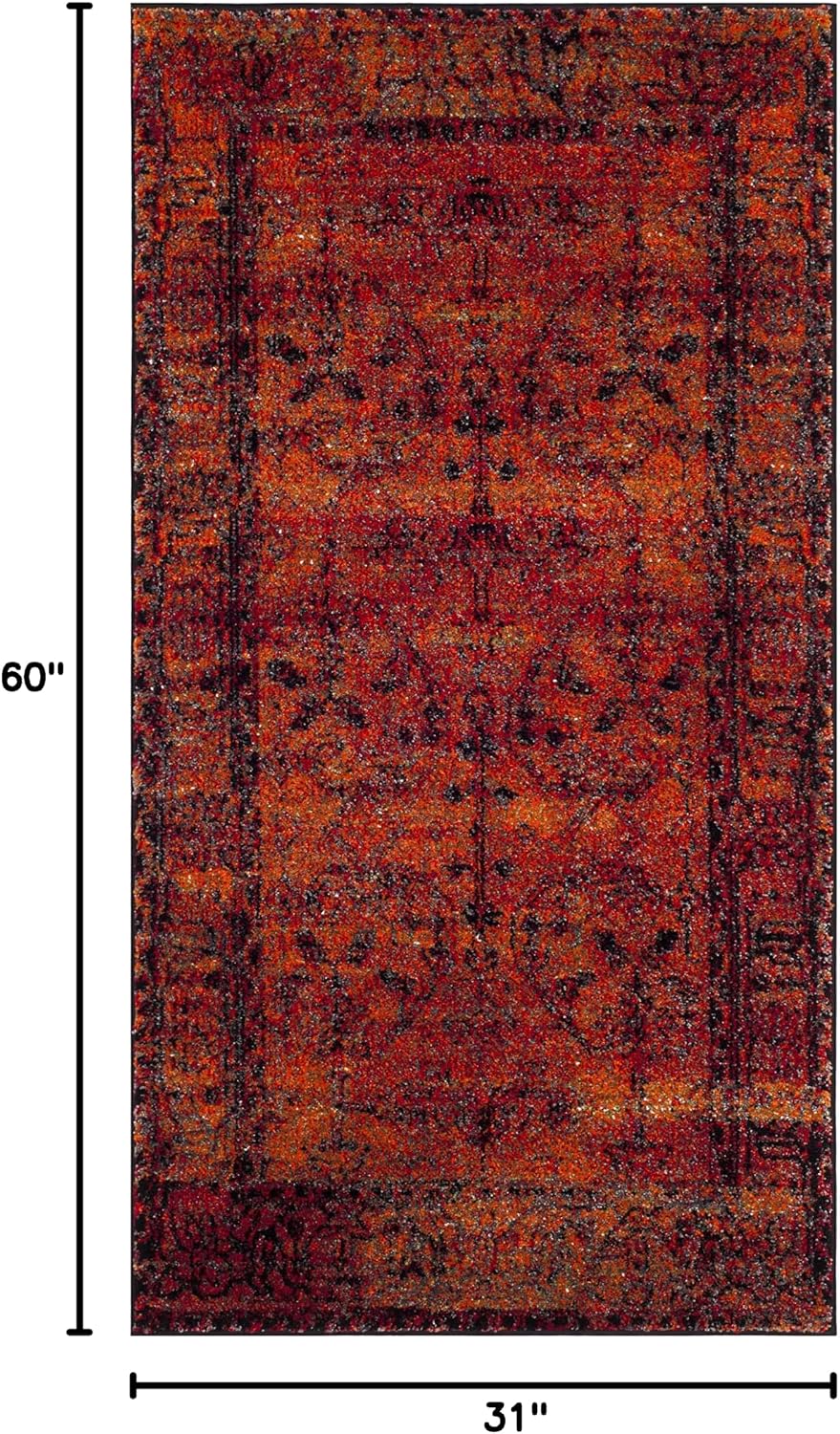Alfombra persa 2'7x5' naranja alta tracción