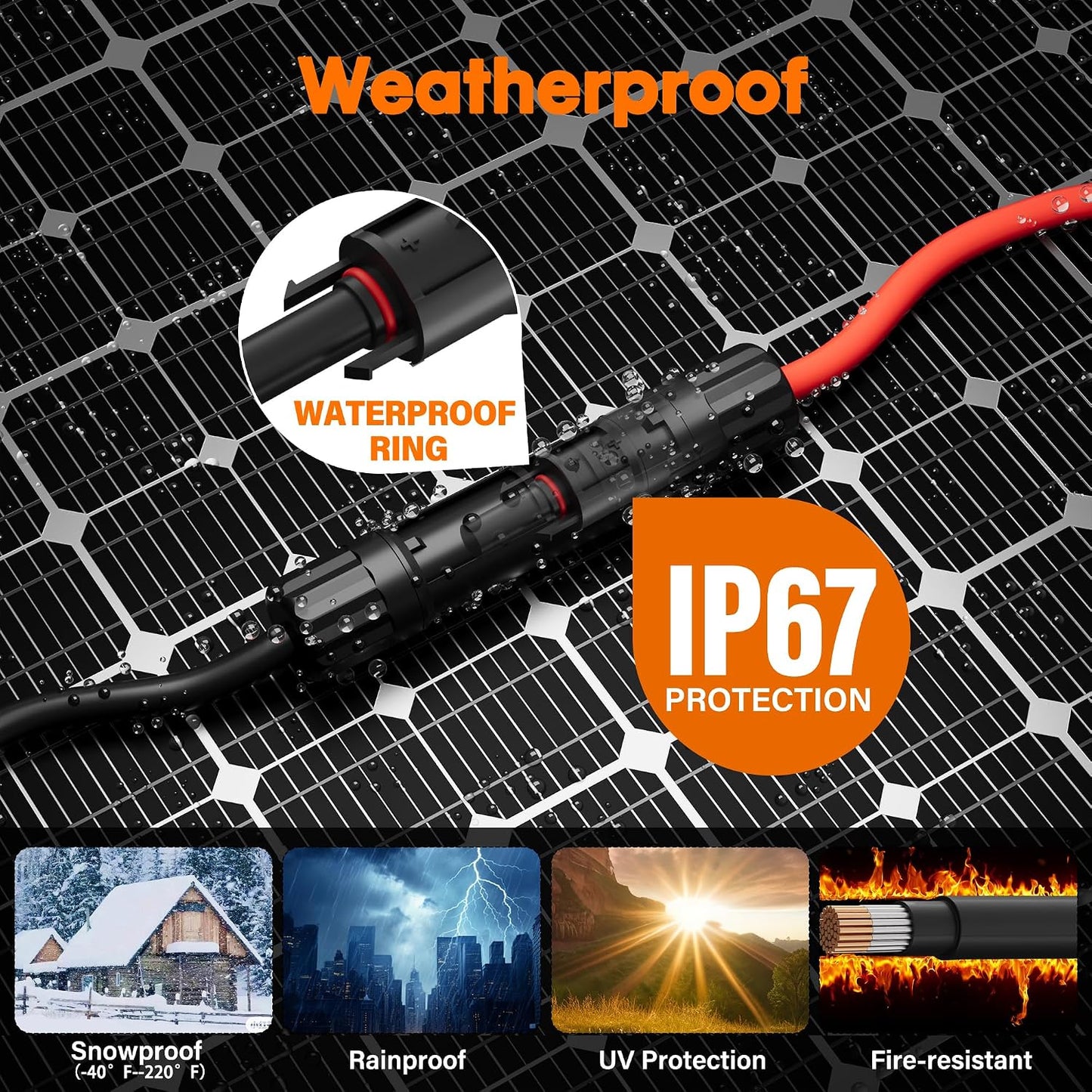Cable extensión solar 50ft cobre estañado con conectores