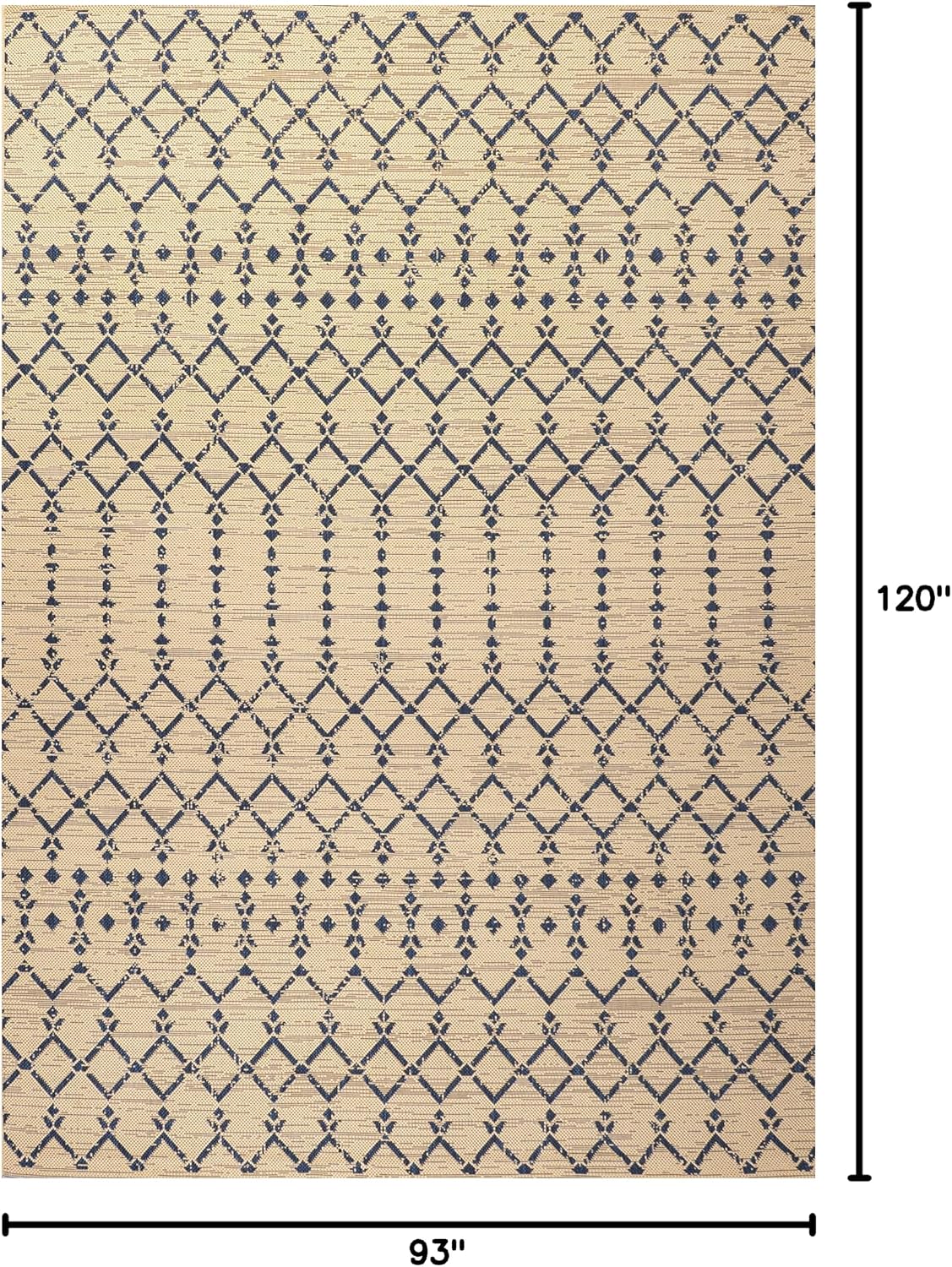 Alfombra marroquí geométrica 8x10ft beige/azul ourika patio
