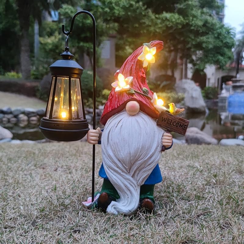 Estatuas solares de gnomo con luz LED para jardín y patio