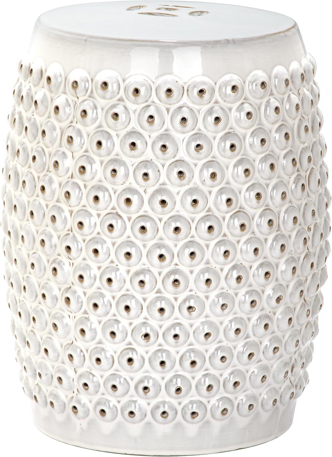 Taburete jardín cerámica esmaltada blanca