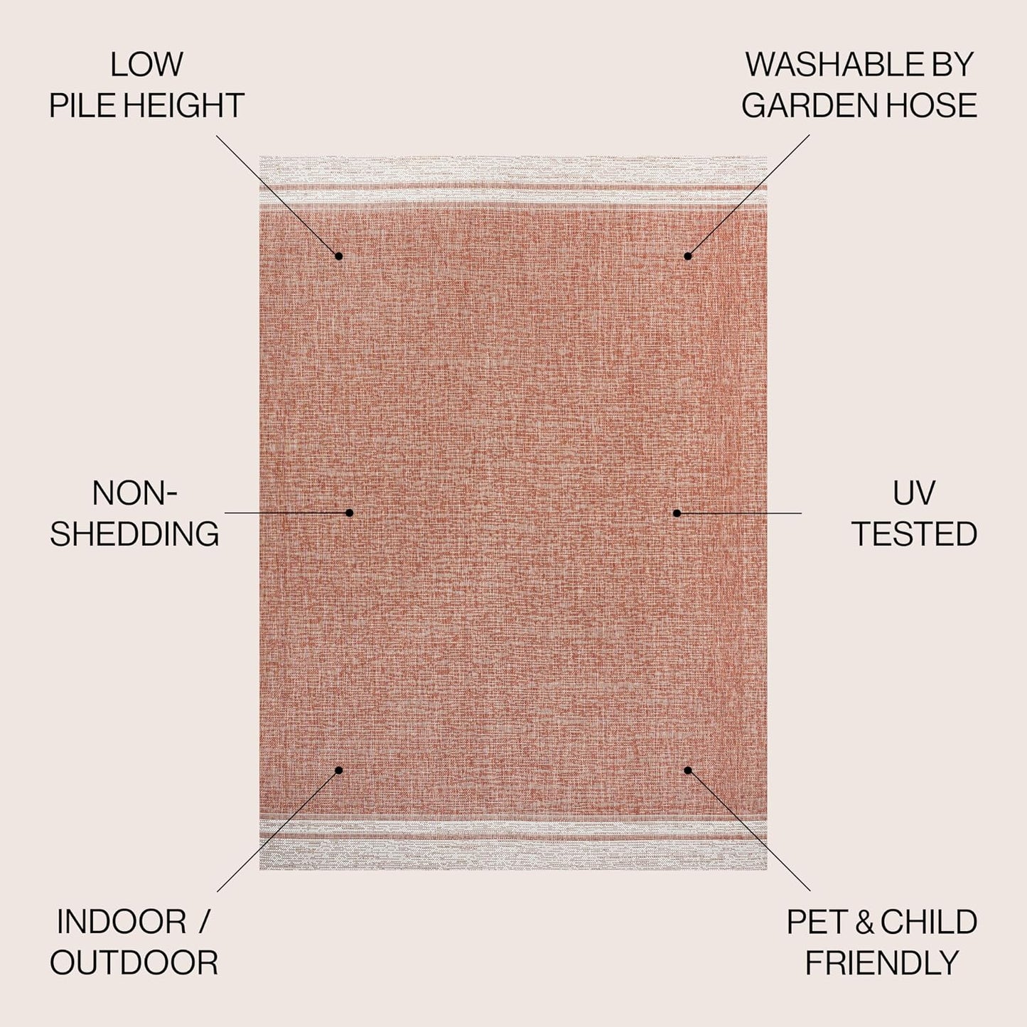Alfombra sólida 5x8ft color salmón/crema para patio