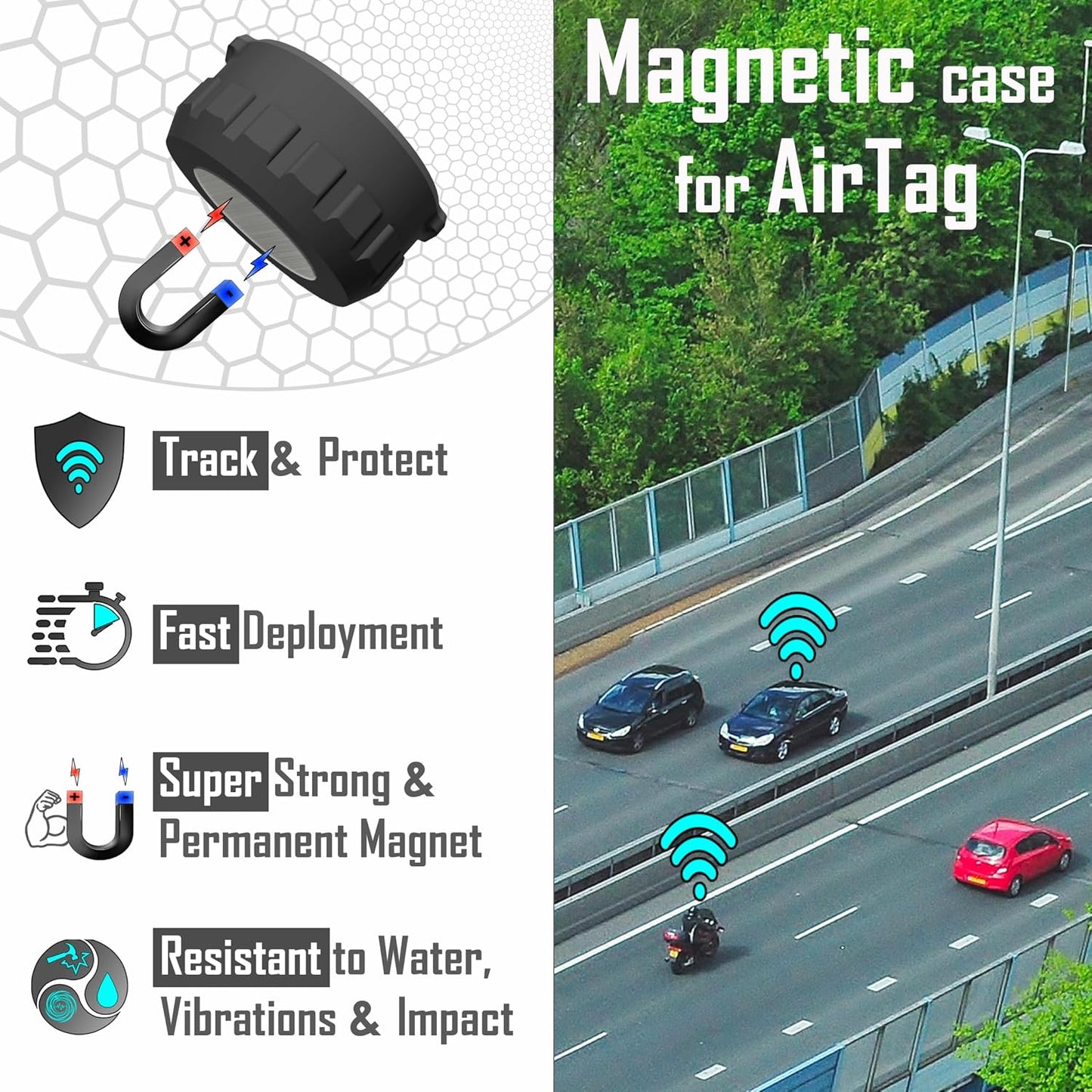 Funda magnética neodimio para AirTag resistente agua coche