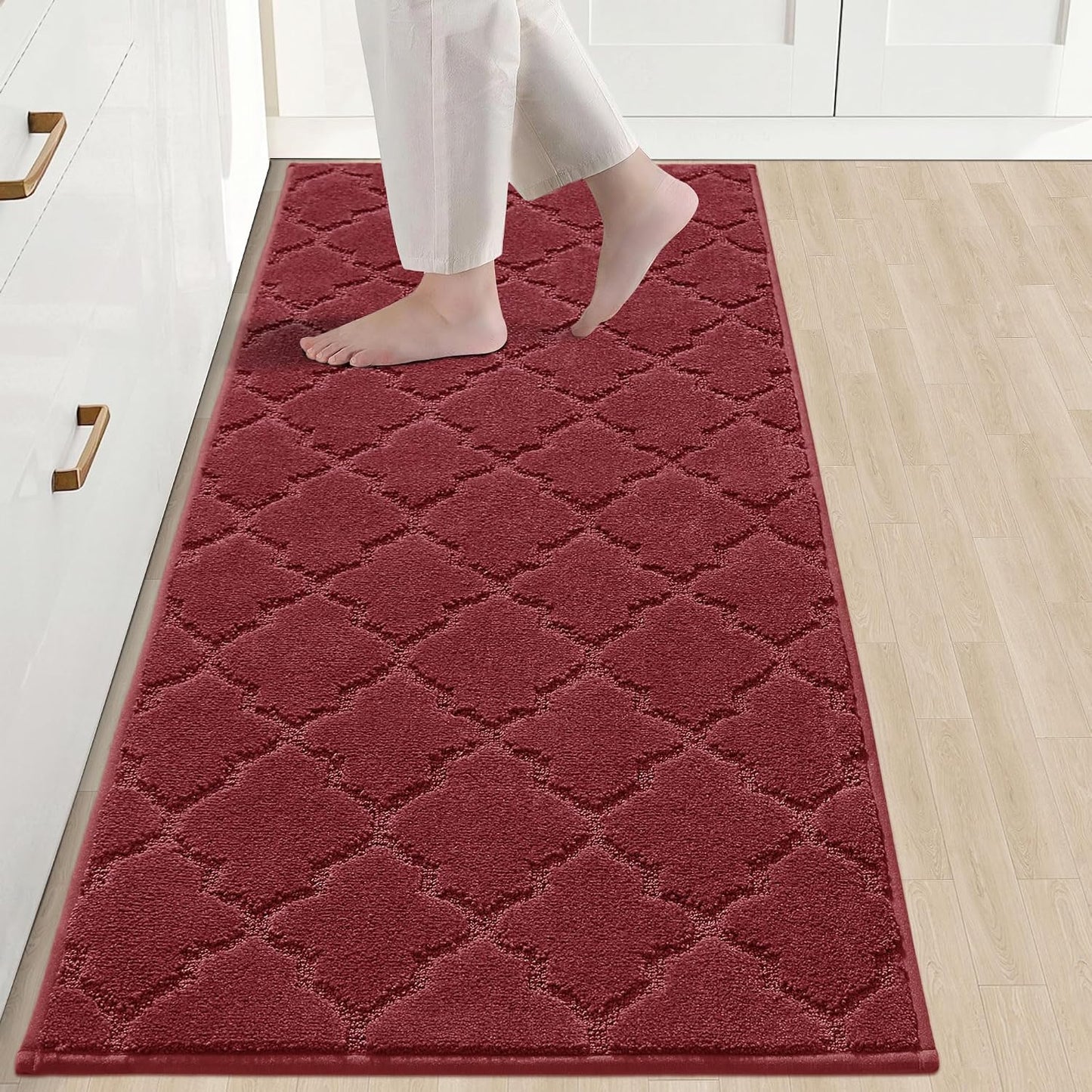 Tapete cocina antiderrap lavable 24x60pulg poliéster rojo