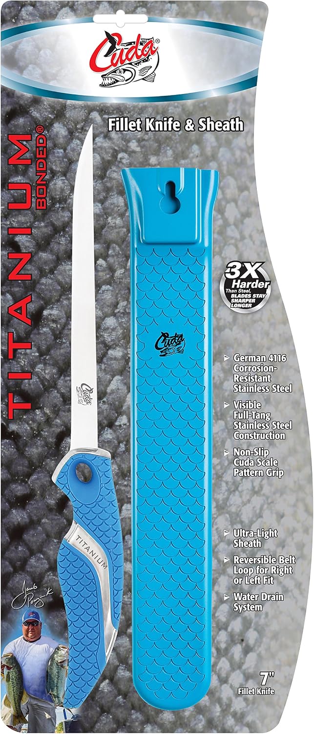 Cuchillo pescado titanio 7pulg antiderrap con funda
