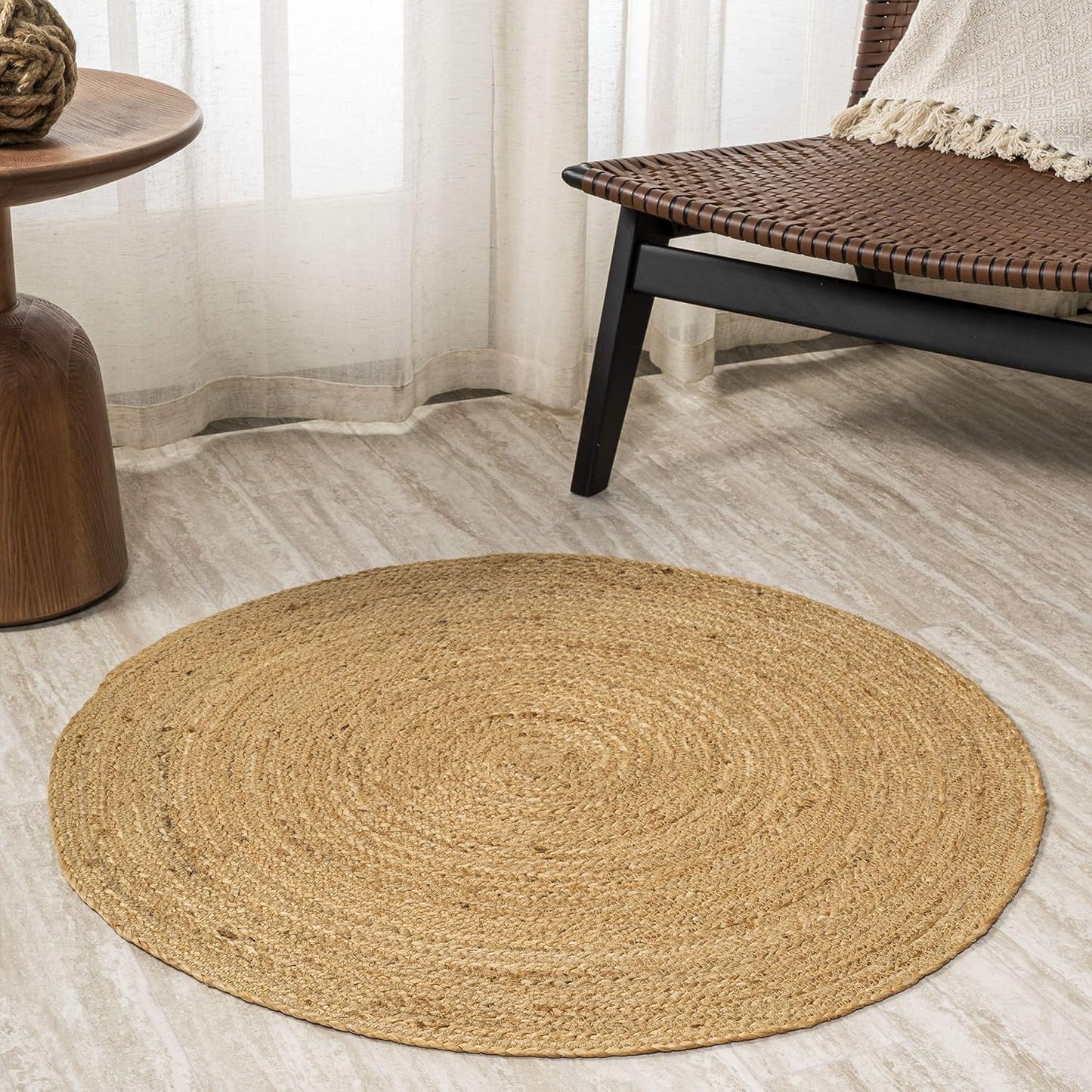 Alfombra yute trenzada 4ft geométrica sala cocina