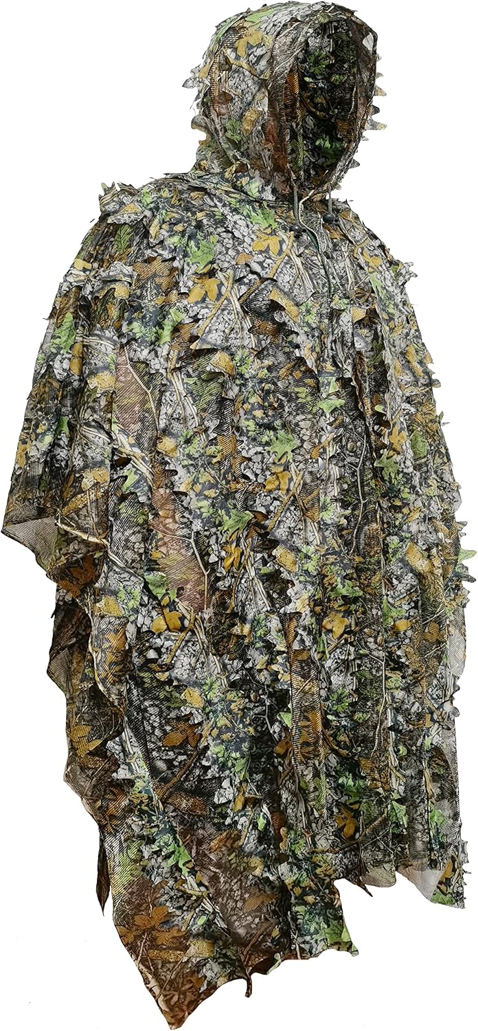 Traje Ghillie camuflaje 3D capa con capucha caza