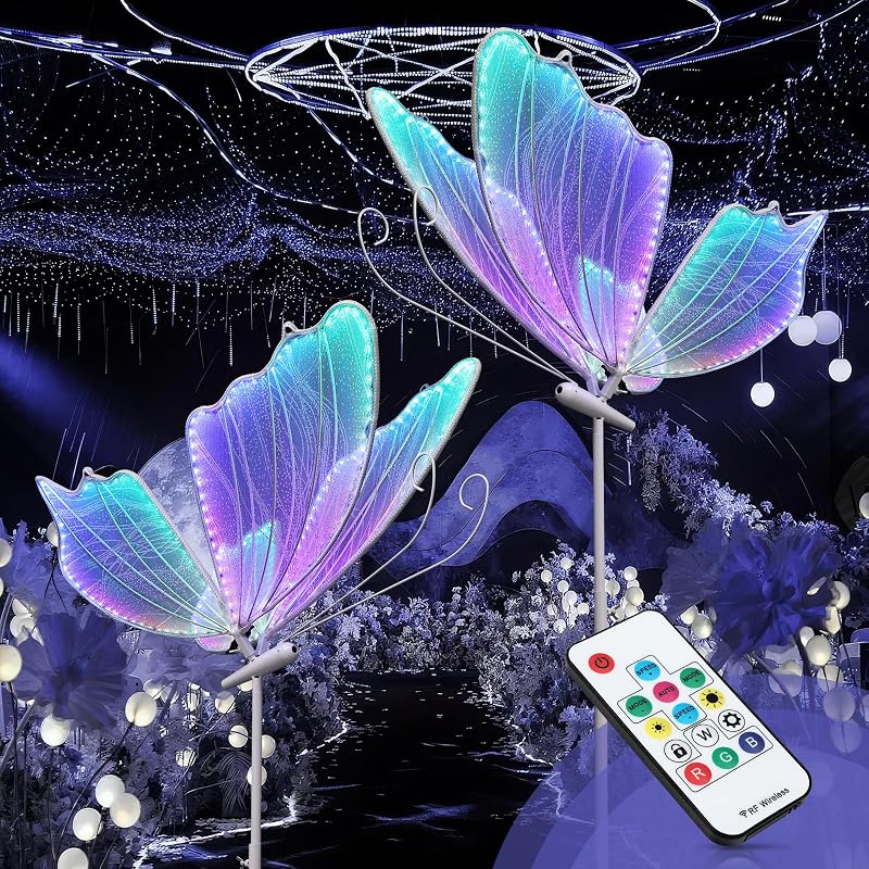 Lámpara pie mariposa RGB 7 colores ajustable fiestas