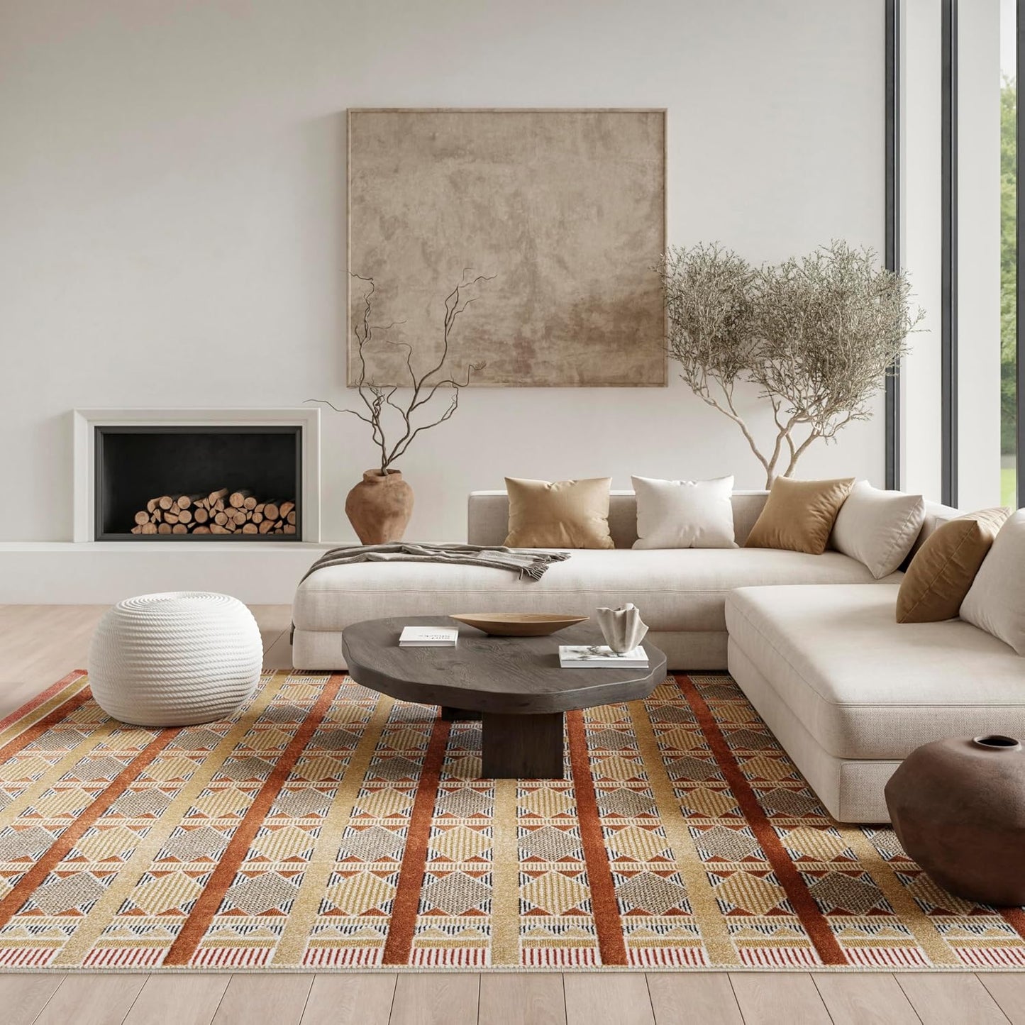 Alfombra Nordic Rust 8x10ft para dormitorio y sala