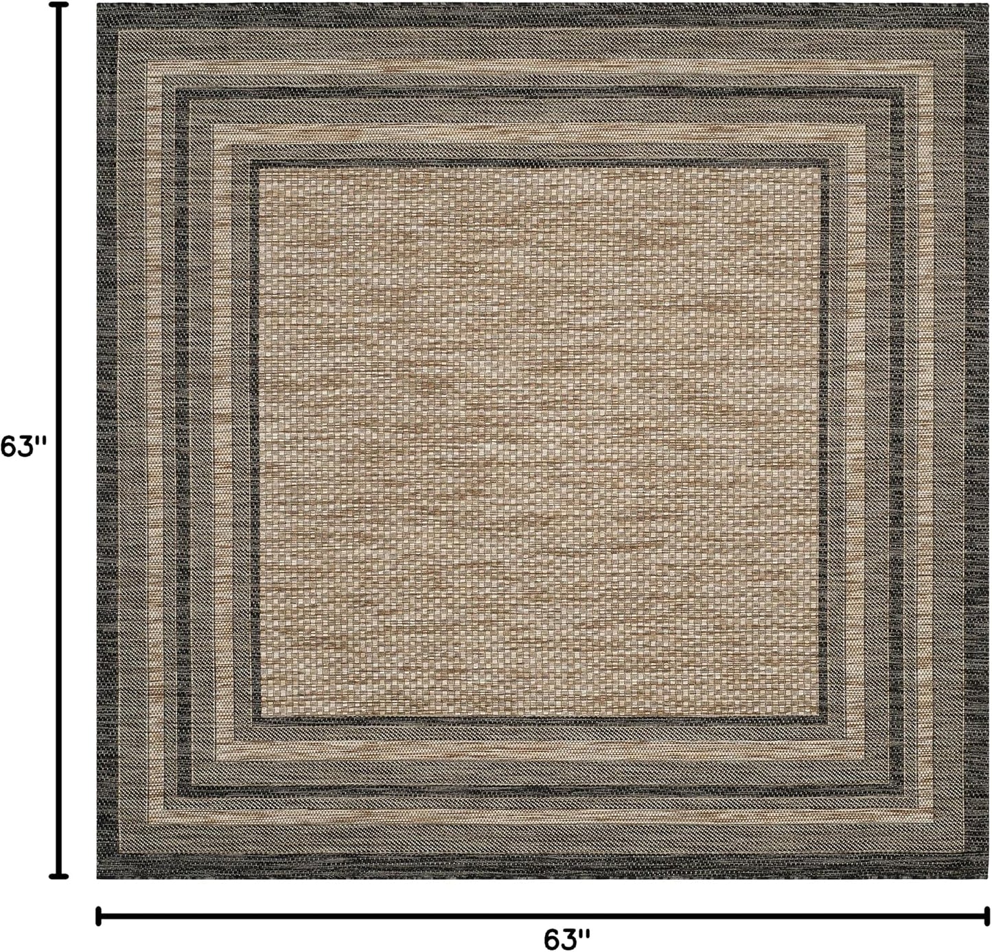 Alfombra lavable exterior 1.6x1.6m color natural y negro