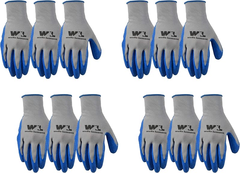 3 Pzas Guantes Trabajo Agarre Látex Mediano 133MF Gris