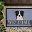 Felpudo Border Collie 18x27pulg azul antiderrap lavable