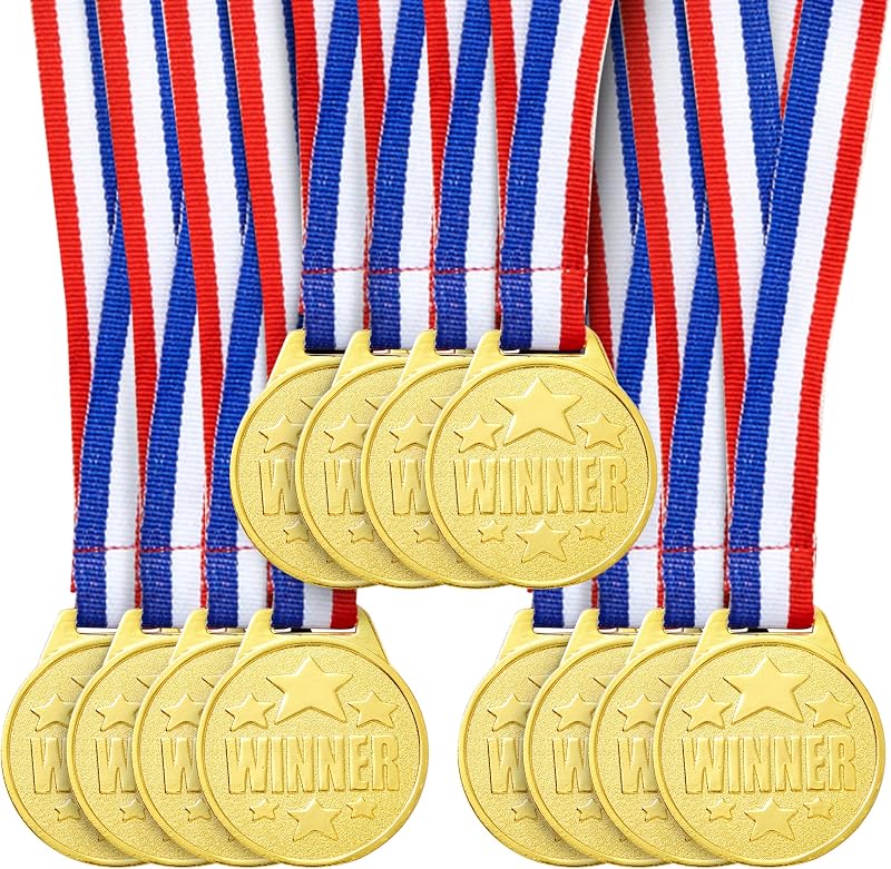 Medallas estilo olímpico dorado 1.5pulg 12 pzas
