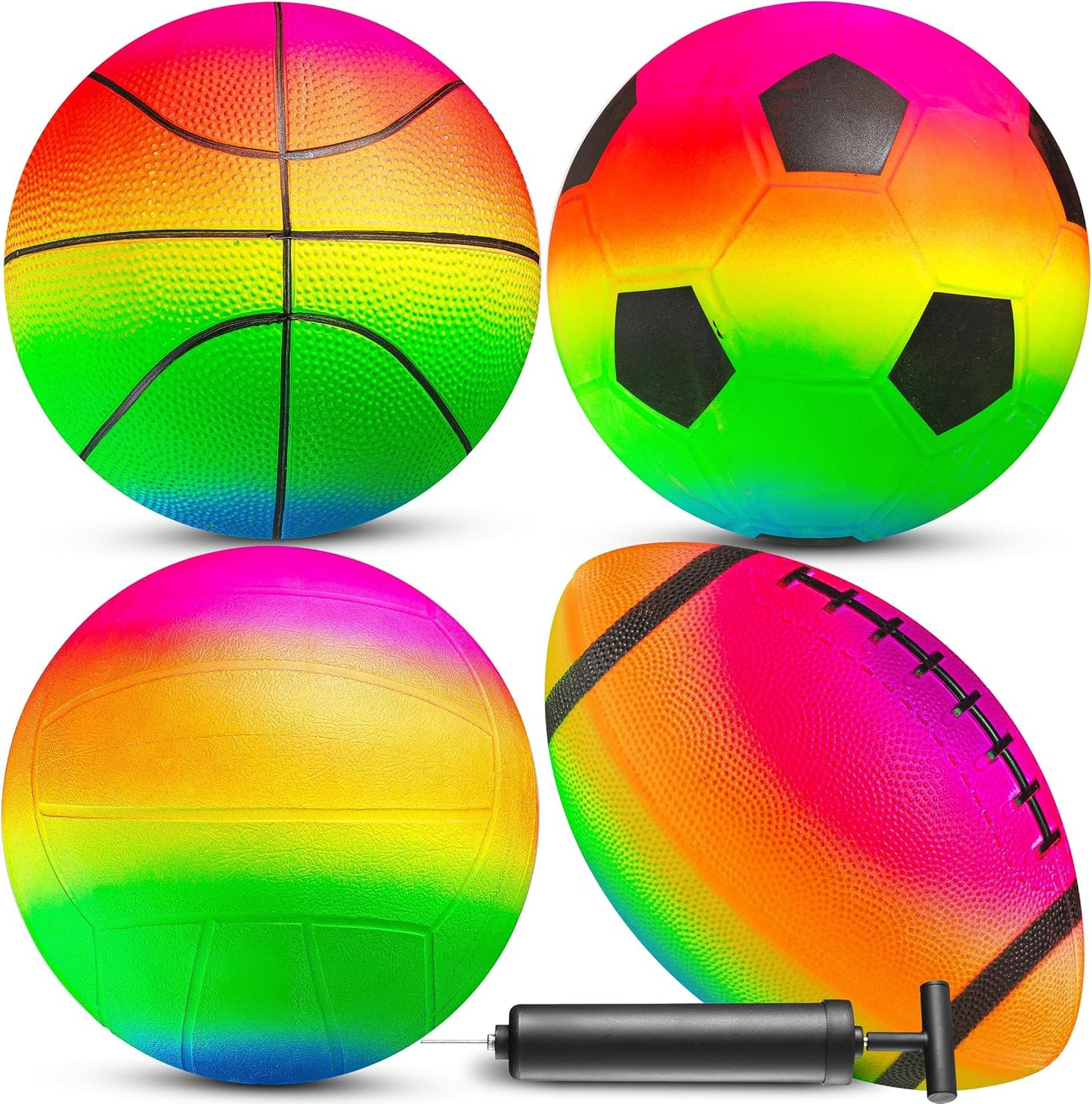 Bolas arcoíris 8.5" set 4 fútbol baloncesto