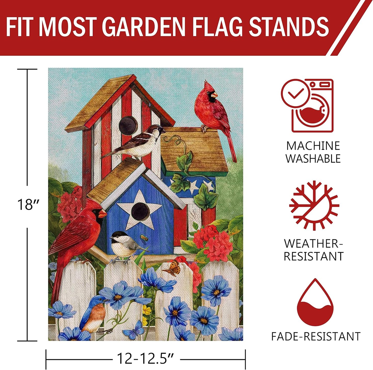 Bandera patriótica jardín cardenales 4 de julio