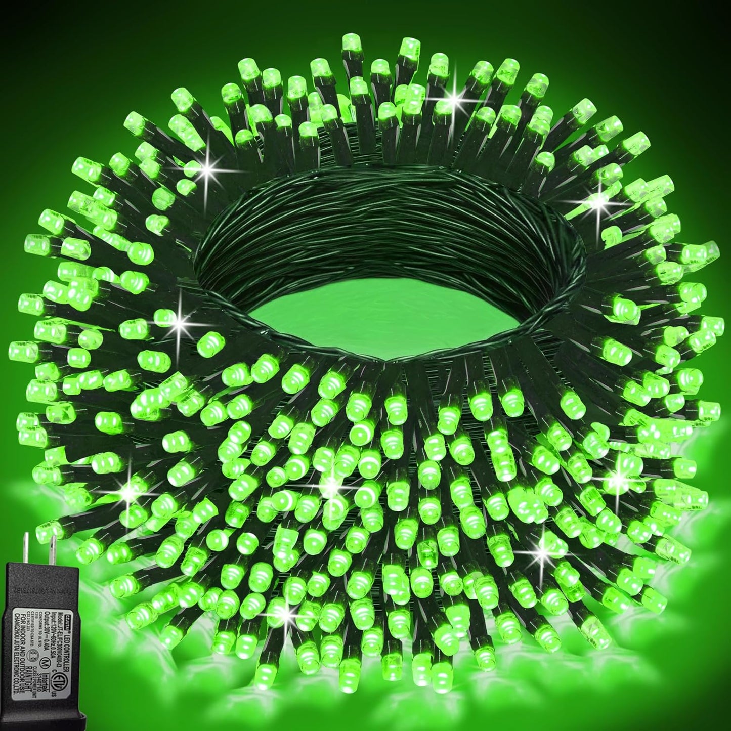 Guirnalda LED 200 luces verdes impermeables 66ft