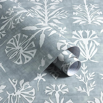 Papel tapiz bohemio azul texturizado 16.9x118.1pulg autoadhesivo