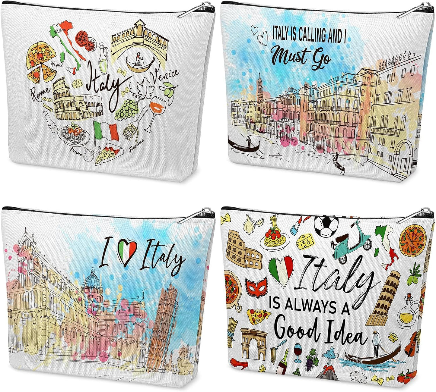 4 Pzas Bolsa Maquillaje Cremallera Italiana para Mujer y Niña