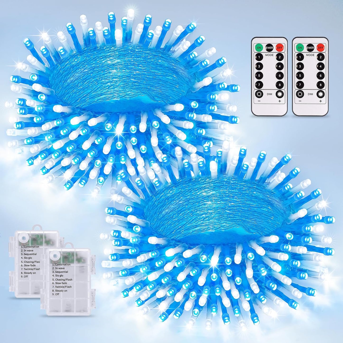2 Pzas Luces Navidad Batería 33pies 100LED Control Remoto