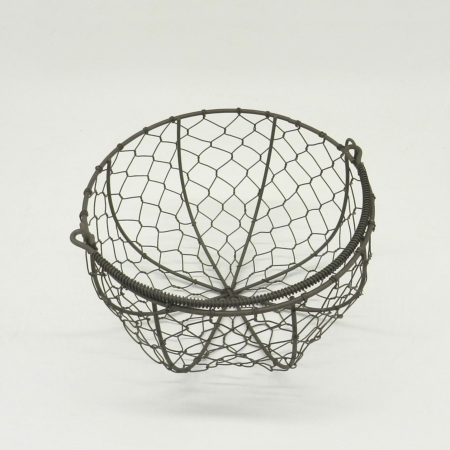 Cesta redonda alambre para huevos oxidado 8x4"