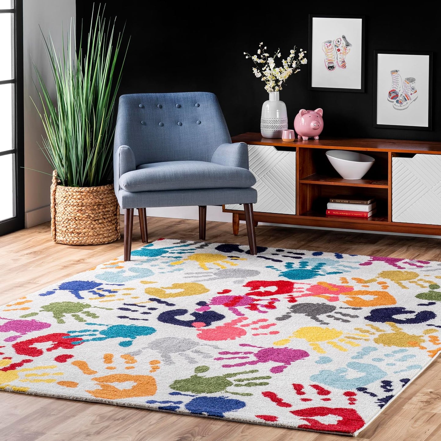 Alfombra infantil Pinkie Handprint 3x5 multicolor