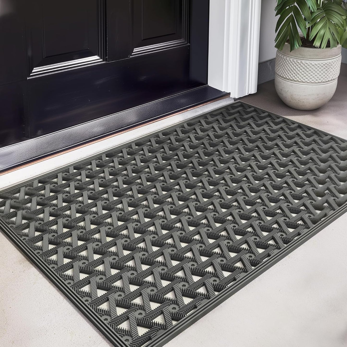 Tapete puerta entrada antiderrap lavable 19x29.5" gris