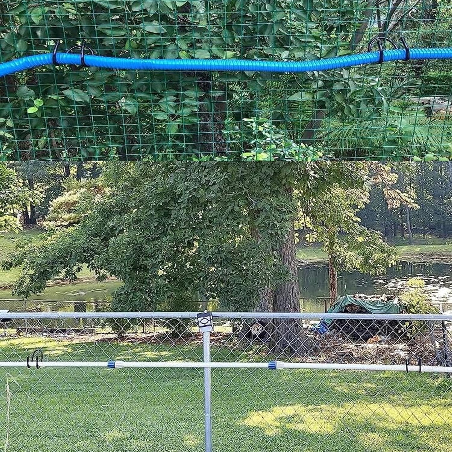 2 Ganchos para postes piscina y organizador herramientas limpieza