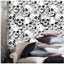 Papel tapiz Halloween calavera 17.7" x32.8ft negro/blanco