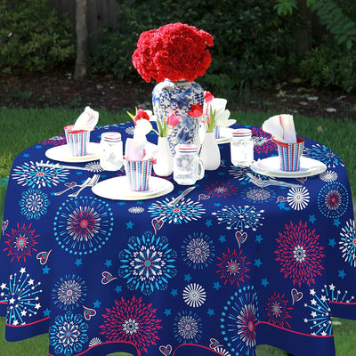 Mantel redondo impermeable 60x60pulg 4 de Julio cocina