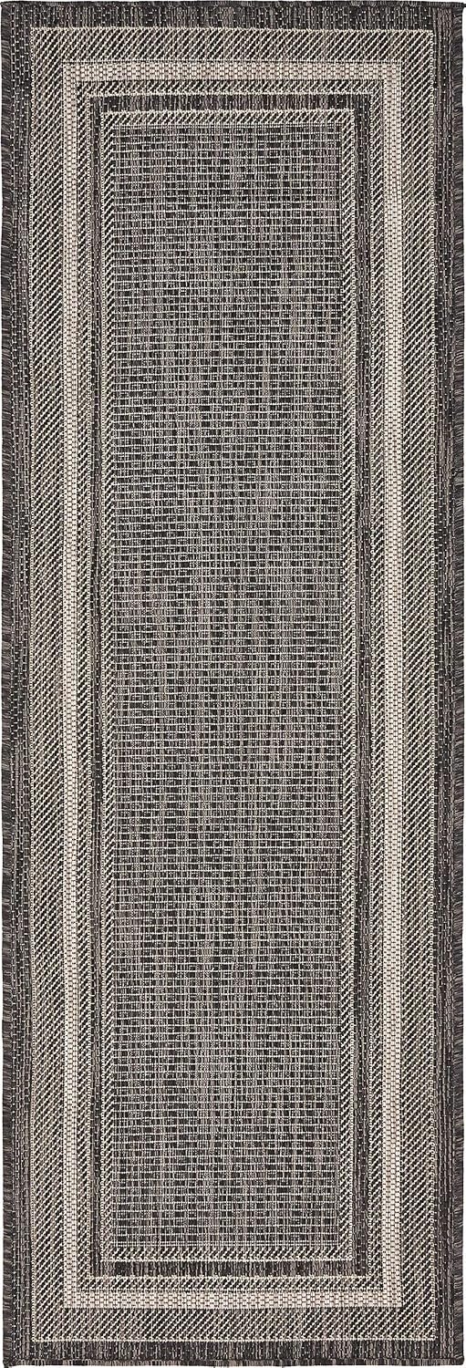 Alfombra área borde suave 2x6ft 1" negro/marfil