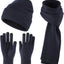 Set Gorro Bufanda Guantes Hombre Cuello Largo Pantalla