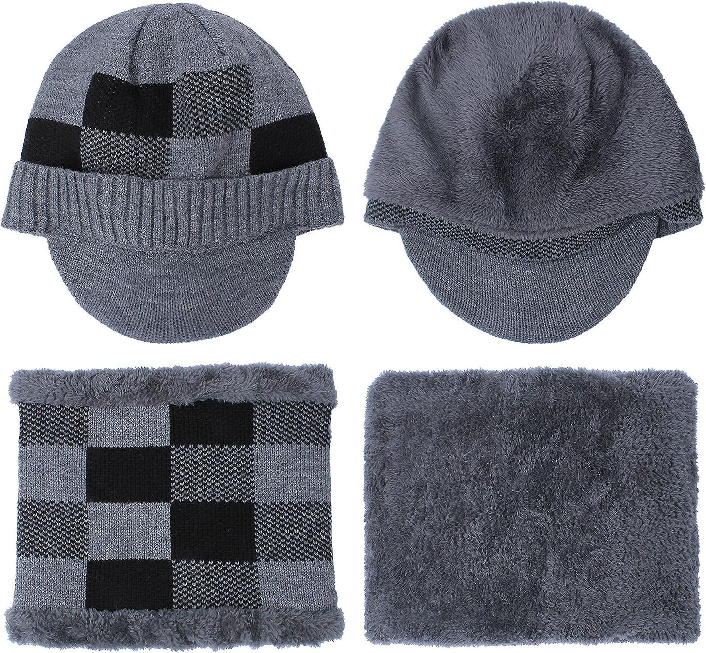Bufanda invierno para hombre mujer visera punto forro polar