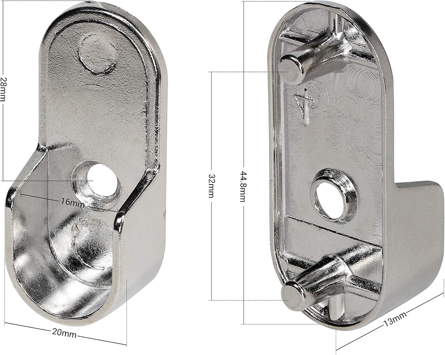 Soporte ovalado barra armario 30x15x5mm pack 4