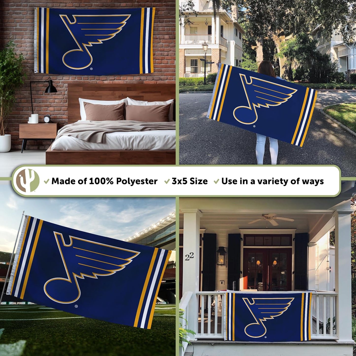 Bandera St. Louis Blues 3x5pies poliéster interiores exteriores