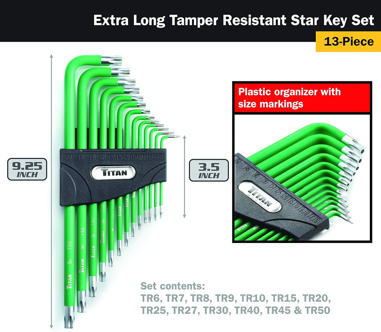 Set llaves estrella brazo extralargo 13 pzas verde