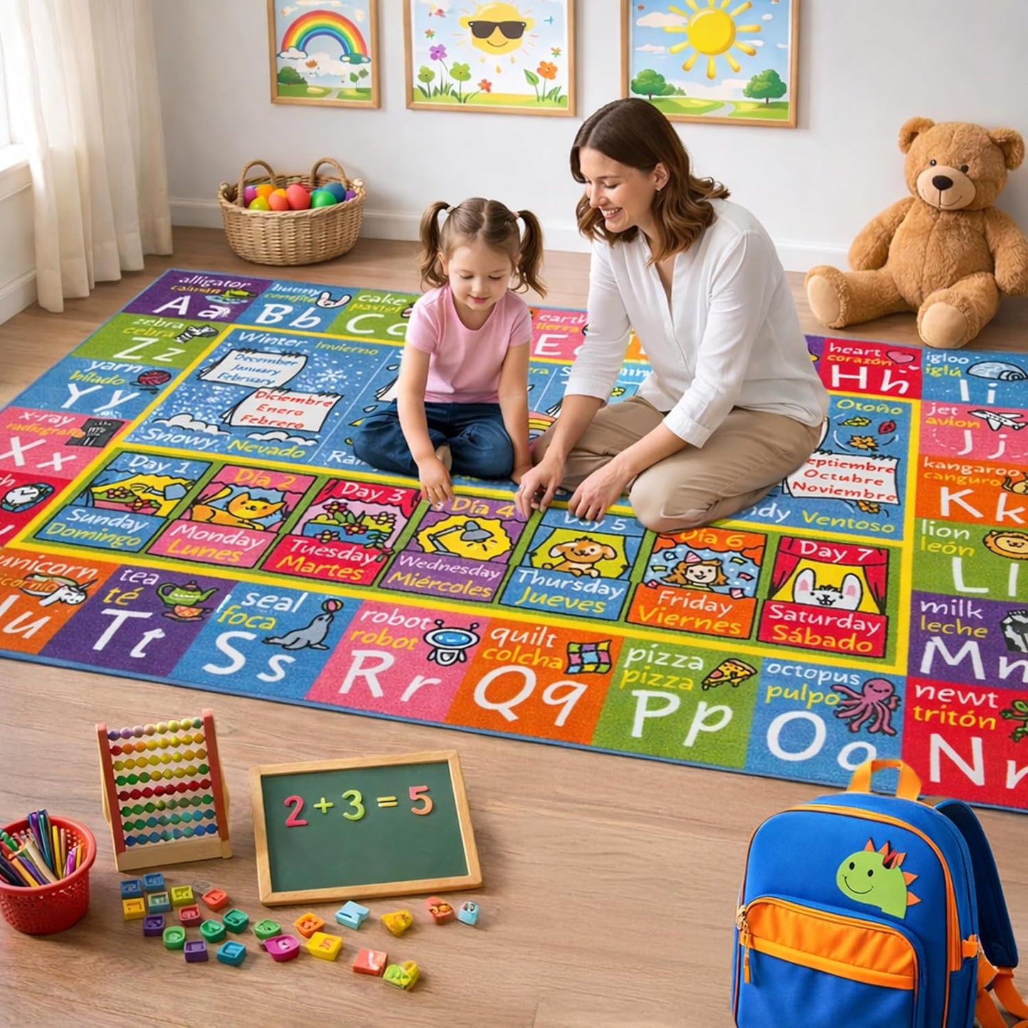 Tapete aprendizaje con abecedario y días para niños
