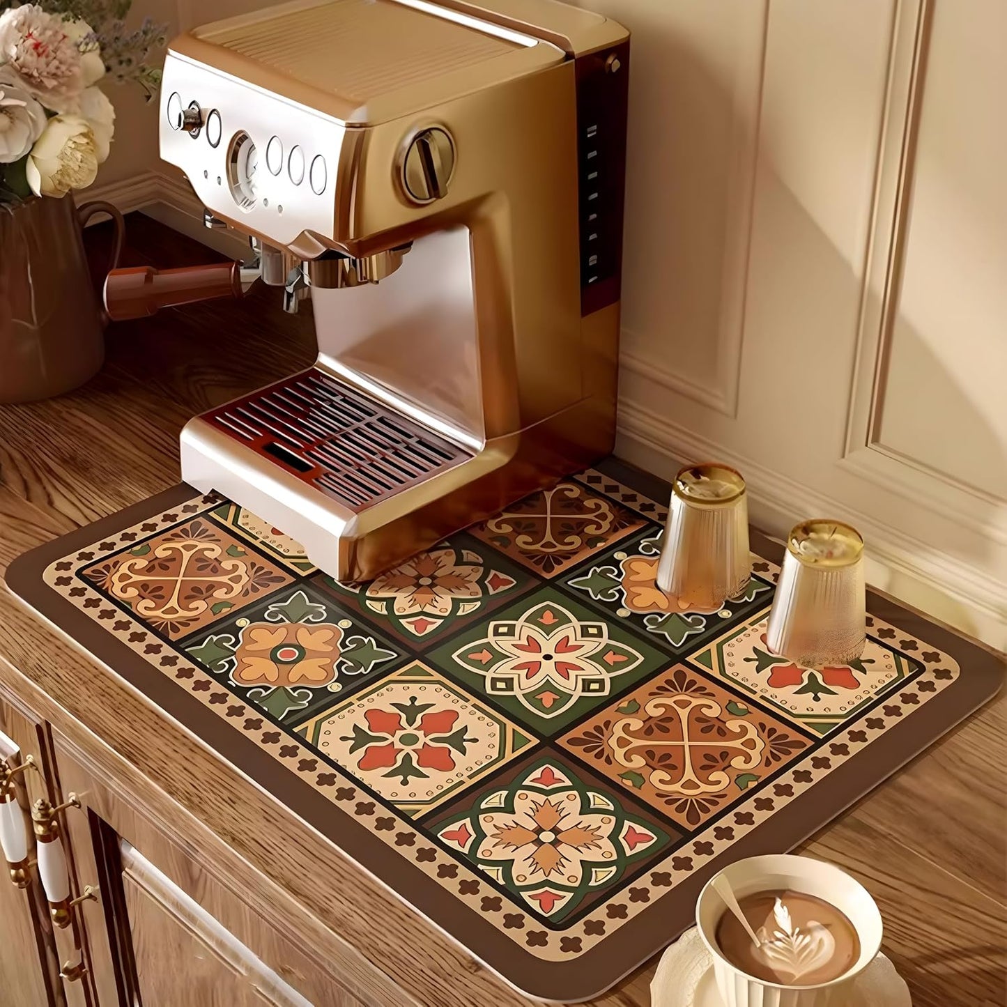 Tapete café secado platos estilo boho rápida absorción