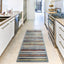Alfombra moderna a rayas lavable azul/amarillo 2.2x7.2ft