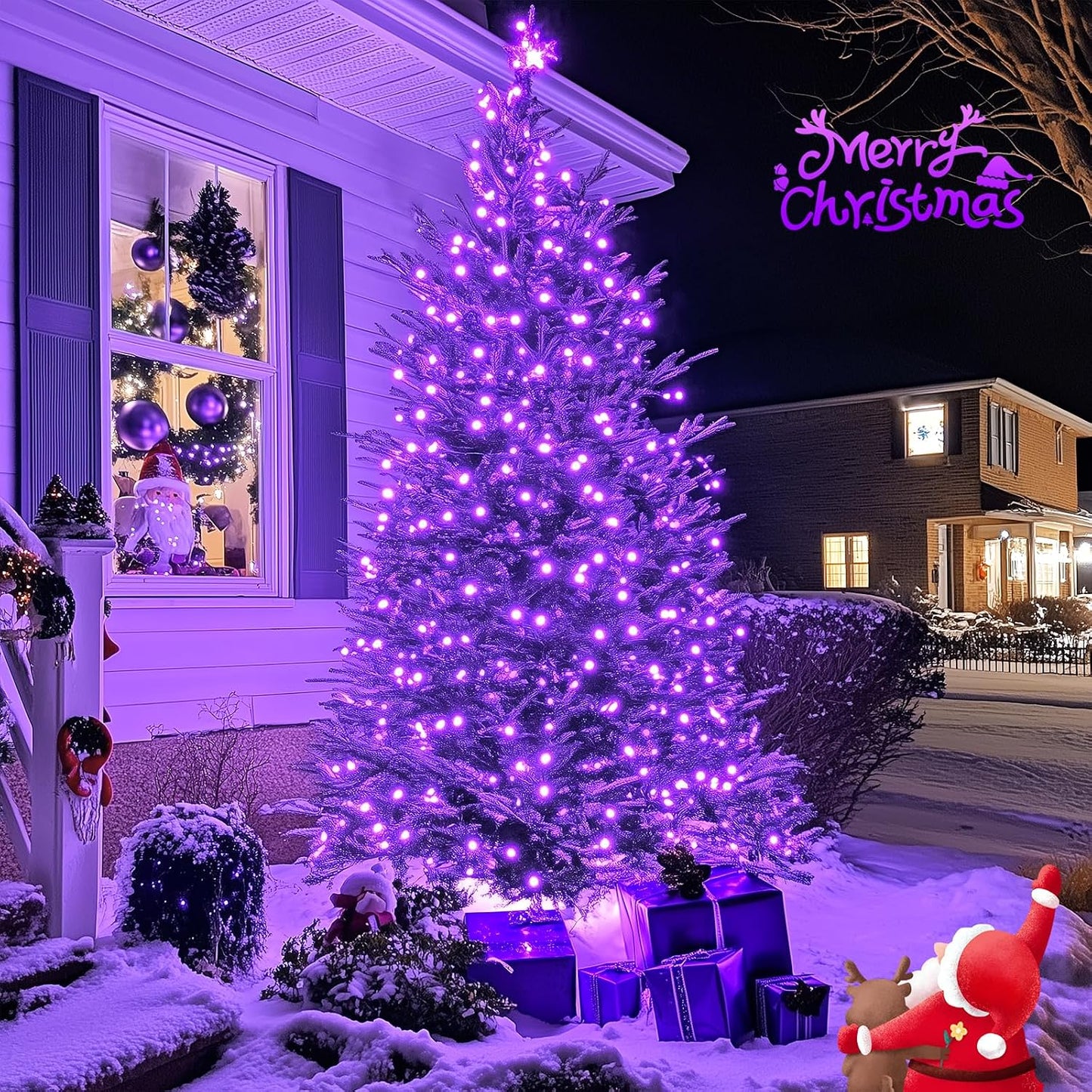 Guirnalda LED 250 luces navidad 91.5ft moradas impermeables