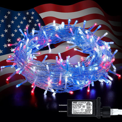 Cadena luces 4 de Julio 100 LED 33ft impermeables