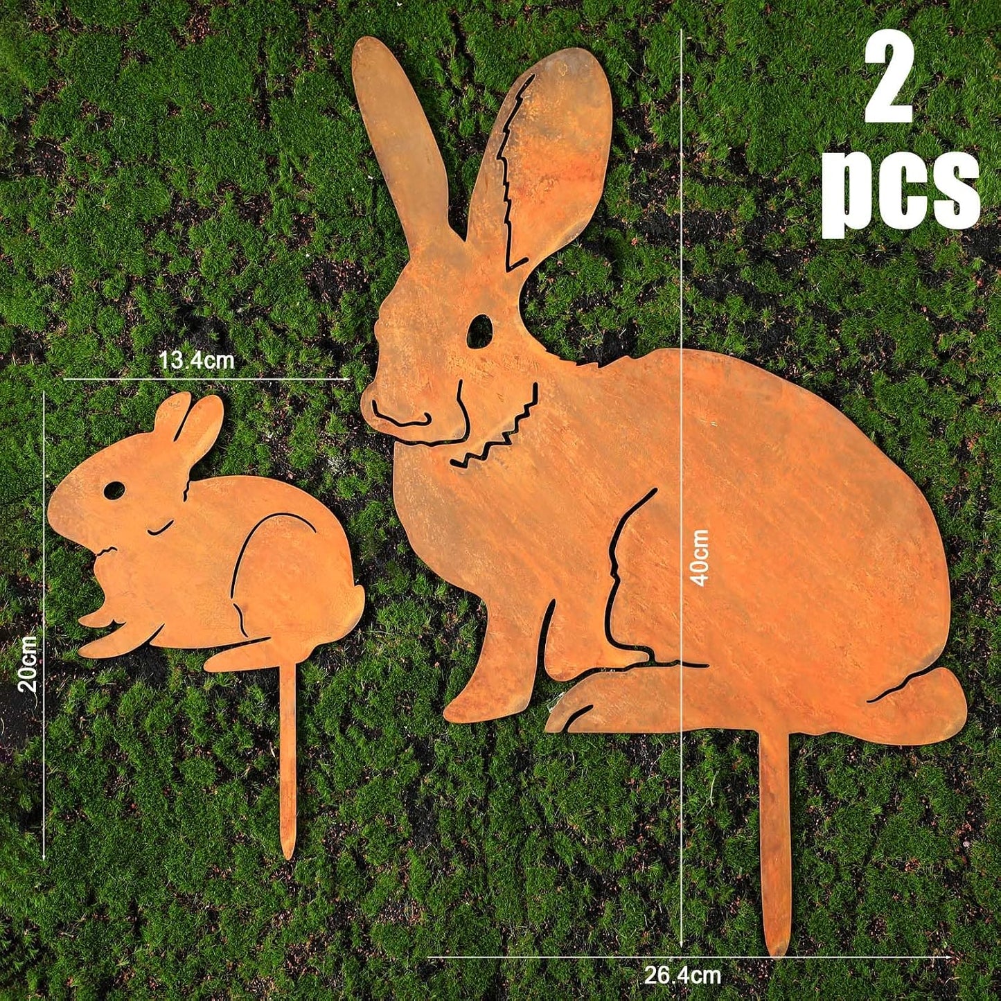 2 Estacas decorativas estatua conejo jardín