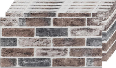 20 Paneles Pared 3D Ladrillo Sintético 26.7x13.4pulg Gris